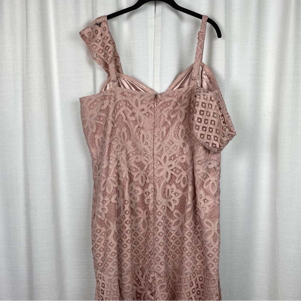 Plus Size Pink Lace Ruffle-Trim Maxi Dress - Picture 11 of 16